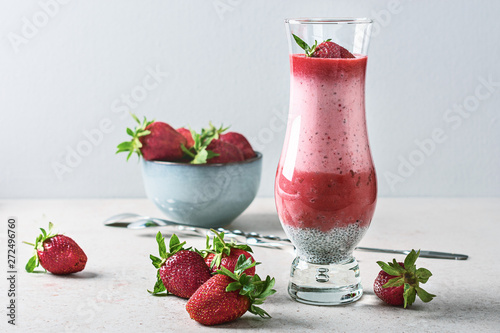Strawberry smoothie with chia.