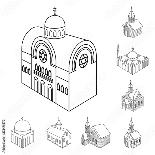 Vector design of architecture and building sign. Collection of architecture and clergy stock vector illustration.