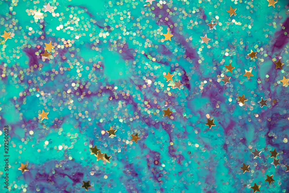 Turquoise Galaxy Background Texture. Beautiful swirls of purple and tuquoise. Stars and sparkles. Dreams and wishes. All the happy things. Lose yourself inside the fantasy galaxy.