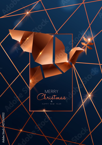 Christmas and New Year card of luxury copper dove