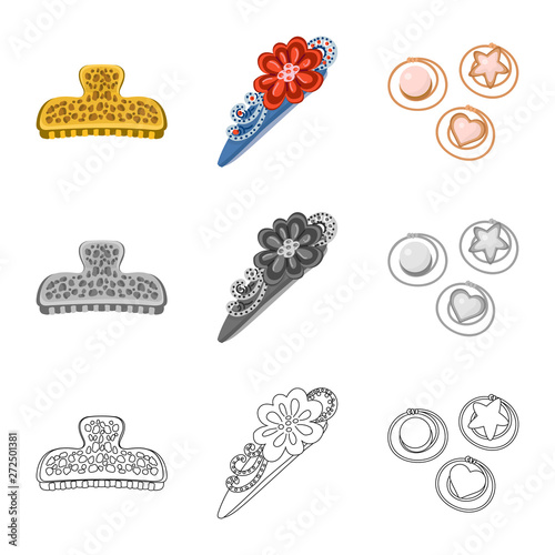 Vector illustration of beauty and fashion icon. Collection of beauty and female stock symbol for web.