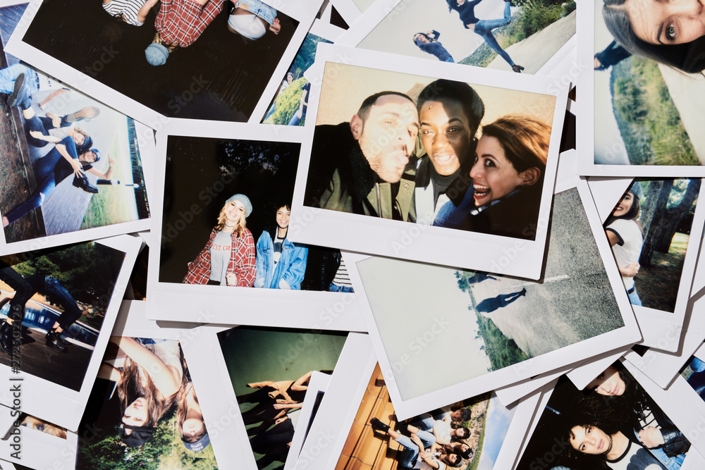 Polaroid pics of friends having fun. Stock Photo | Adobe Stock