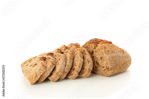 Sliced bread isolated on white background. Bakery products
