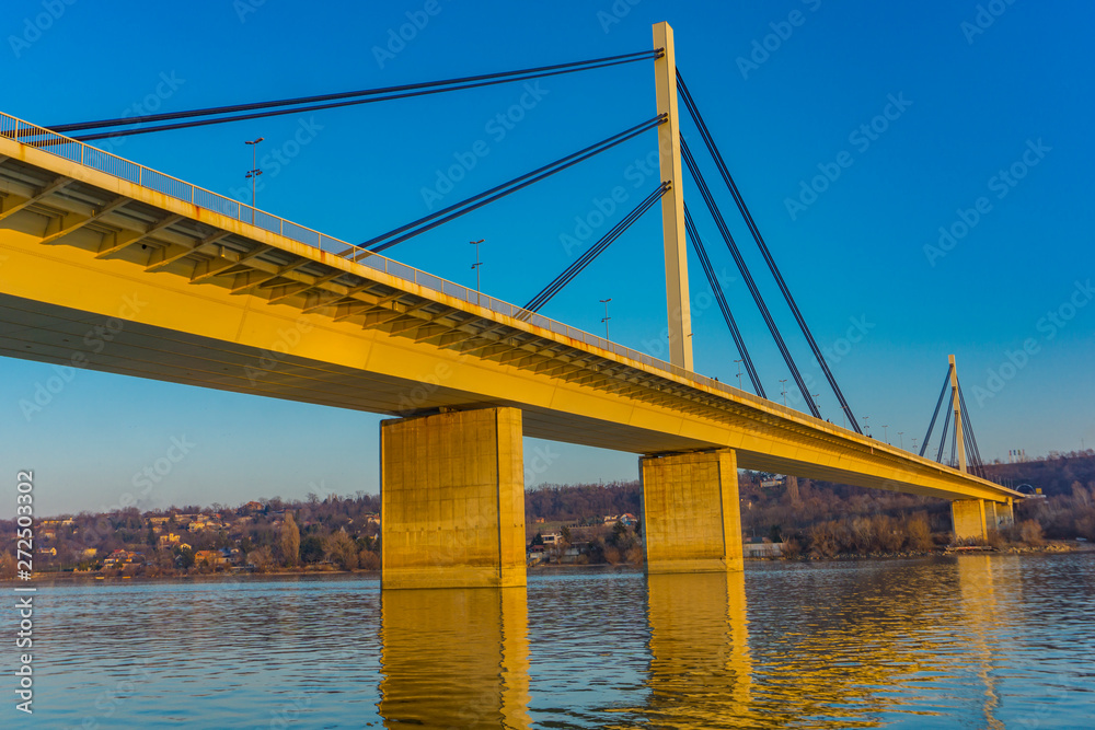 Fototapeta premium Freedom bridge (Most Slobode) upon the Danube river in Novi Sad, Serbia