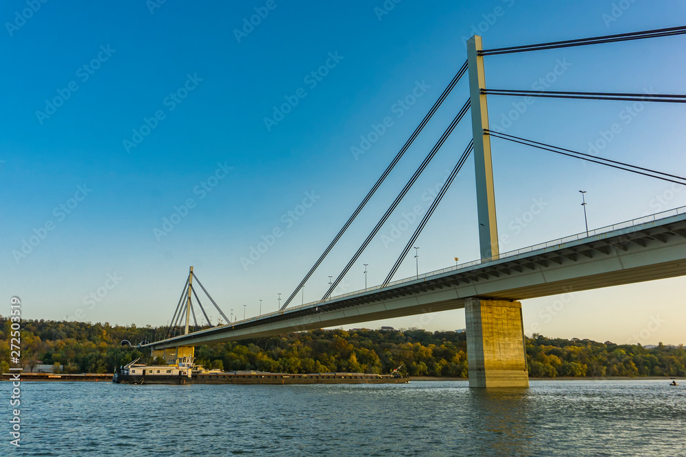 Freedom bridge (Most Slobode) upon the Danube river in Novi Sad, Serbia