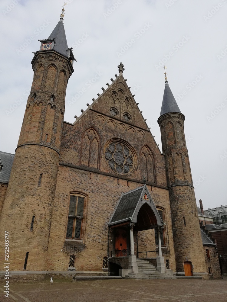 Historical building Ridderzaal in Binnenhof, city center The Hague Netherlands