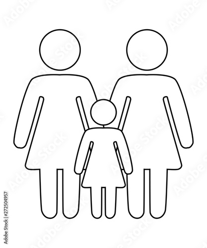 A schematic depiction of a family couple of lesbian women with children