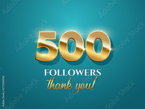 500 followers celebration vector banner with text on azure background