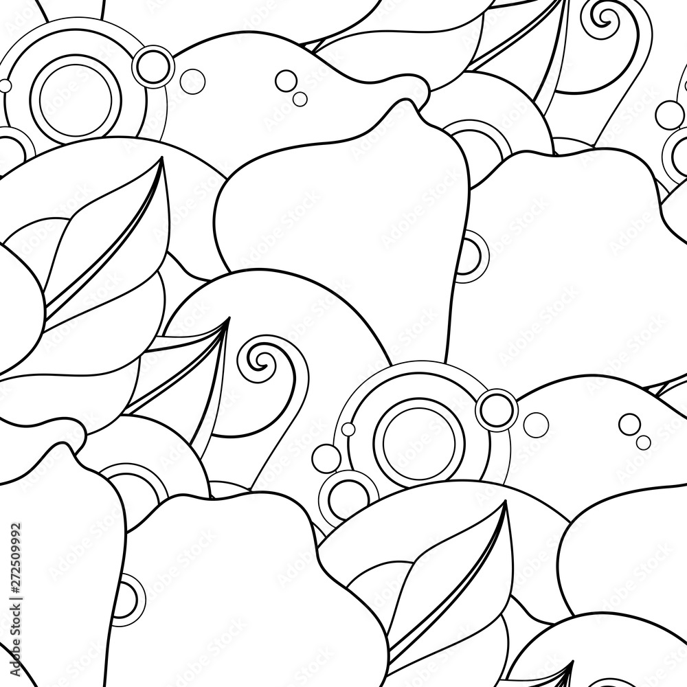 Fototapeta premium Monochrome Seamless Pattern with Floral Motifs