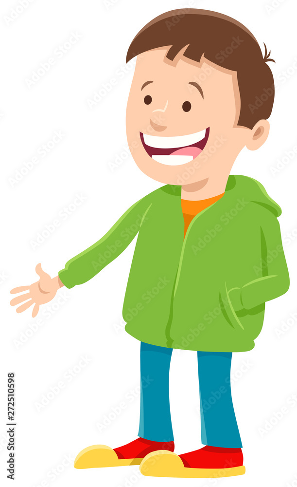 happy boy cartoon character in sweatshirt happy boy cartoon character in sweatshirt