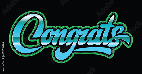 Illustration with calligraphic inscription. Congrats. Vector element for design