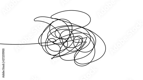 Hand drawn tangle scrawl sketch or black line spherical abstract scribble shape. Tangled chaotic doodle circle drawing circles or thread clew knot. 4K FullHD and HD render footage animation photo