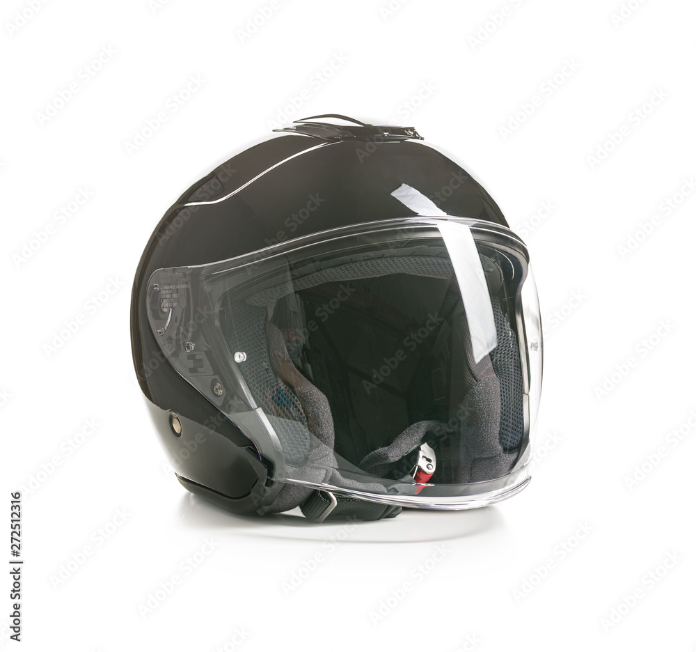 Open face motorcycle helmet.
