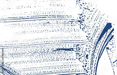 Grunge texture. Distress indigo rough trace. Drama