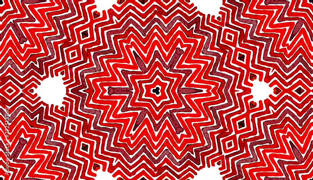 Red Geometric Watercolor. 