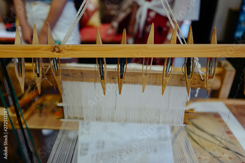 Wooden looms for Chinese silk tapestry