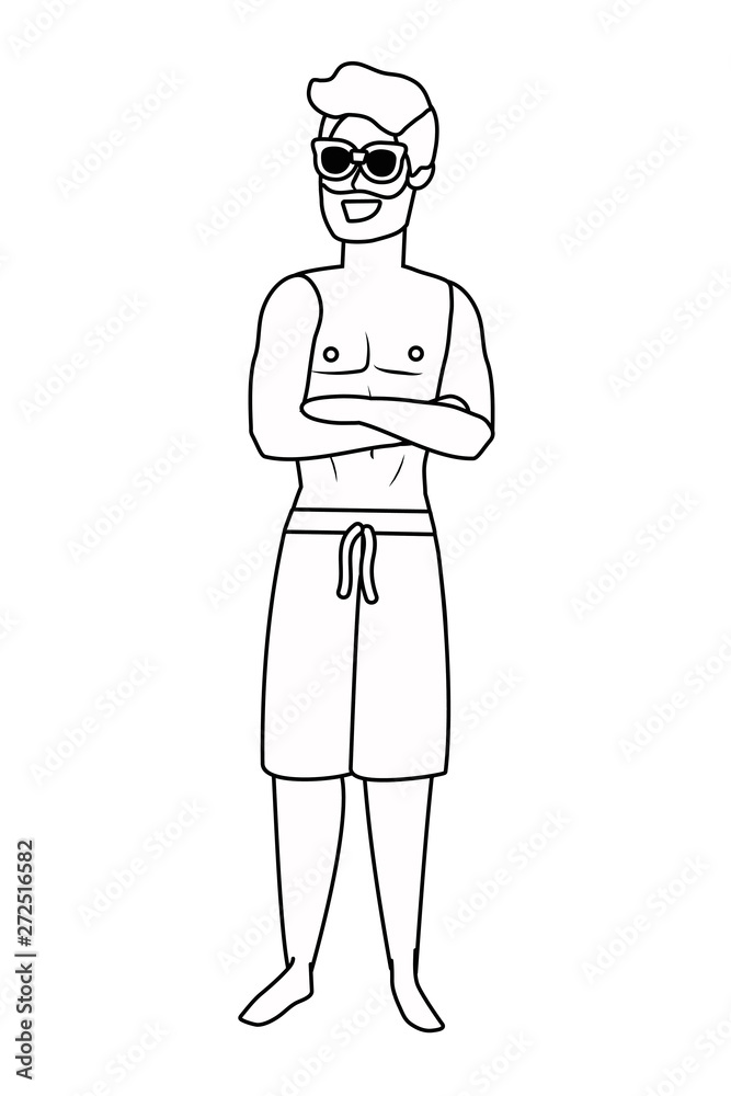 Boy with summer swimwear design