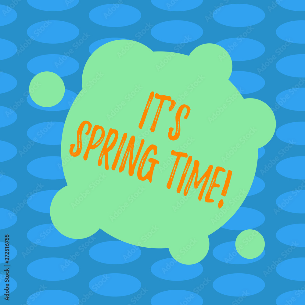 Word writing text It S Spring Time. Business concept for Month with great weather Sunny Flowers Blank Deformed Color Round Shape with Small Circles Abstract photo