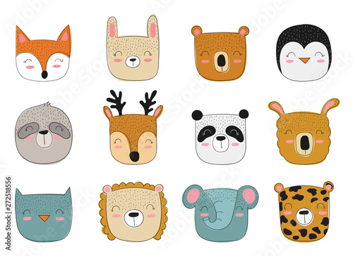 Vector funny animals heads
