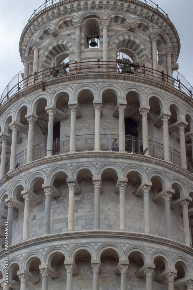 Close up of top of Leaning Tower of Pisa