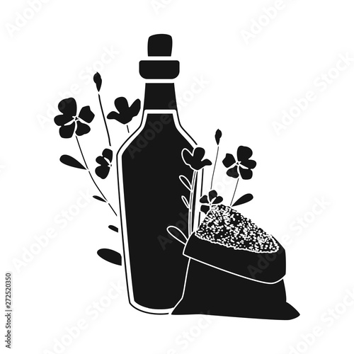 Vector illustration of flaxseed  and seeds logo. Set of flaxseed  and liquid  stock symbol for web.