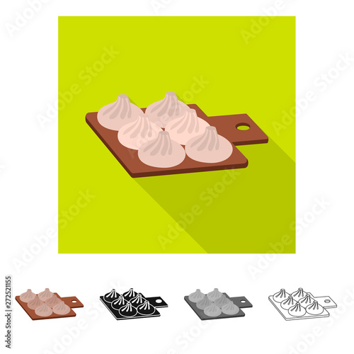 Vector design of khinkali and Georgian symbol. Set of khinkali and pierogi  stock vector illustration.