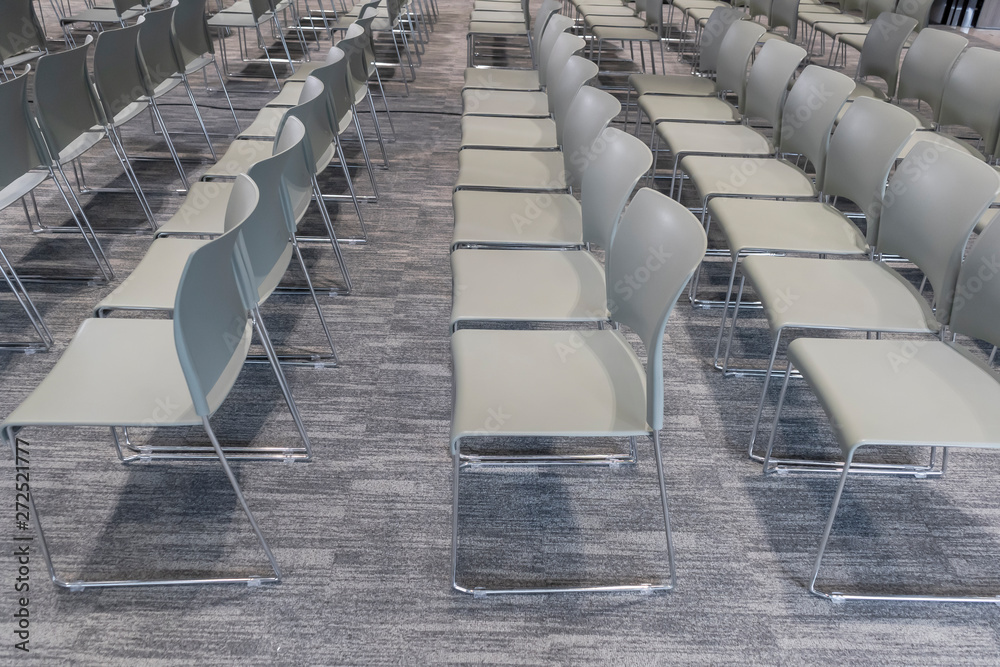 Fototapeta premium Row of gray chair interior decoration contemporary in conference room