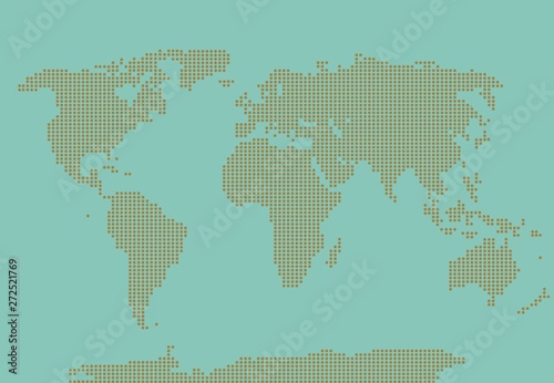 Vector map of the world. Oceans and continents on a flat projection.