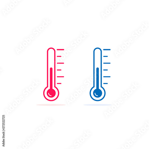 Thermometer icon set, hot and cold symbol. Vector isolated flat symbol