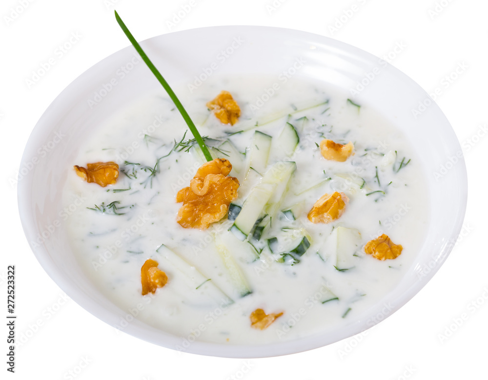 Bulgarian Tarator in white bowl