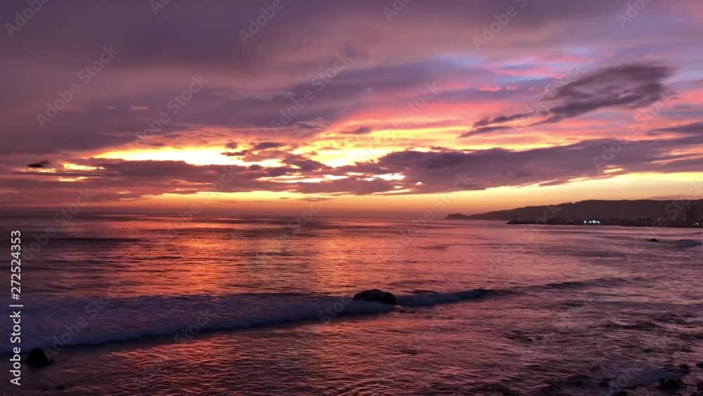Beautiful, evening sunset replete with multiple colors on Mexico's Pacific Coast Beautiful, evening sunset replete with multiple colors on Mexico's Pacific Coast