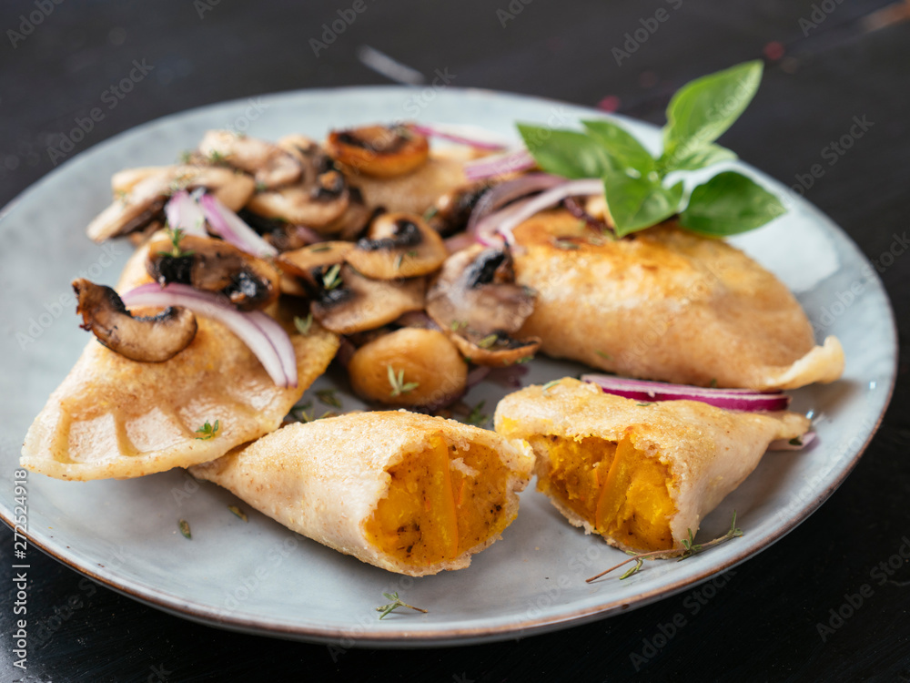 Winter Squash Potstickers with mushrooms Winter Squash Potstickers with mushrooms