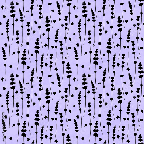 Lavender flowers black silh...