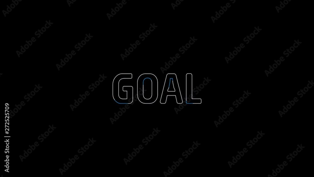 Goal Text Shape With Blue-White Light Animation On Black Bacground,Minimalist Concept. Goal Text Shape With Blue-White Light Animation On Black Bacground,Minimalist Concept.