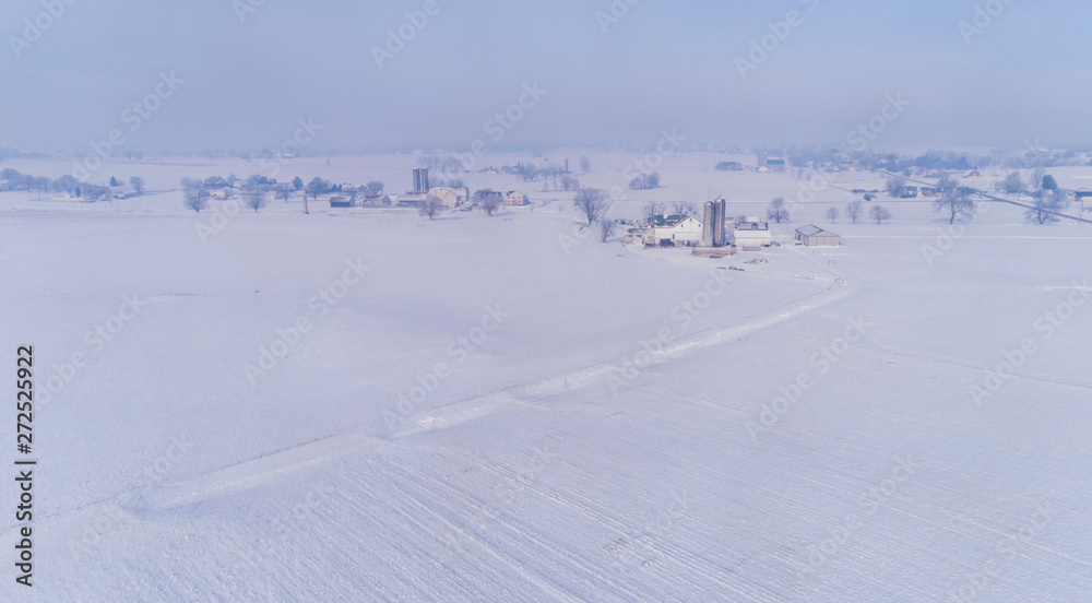 Snowy morning in Amish Farmland