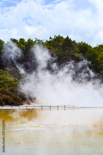 View of colorful steaming volcanic Champagne pool in geothermal Wai-O-Tapu wonderland in Rotorua, North Island, New Zealand. Tourist popular unique natural attraction.  © Dajahof