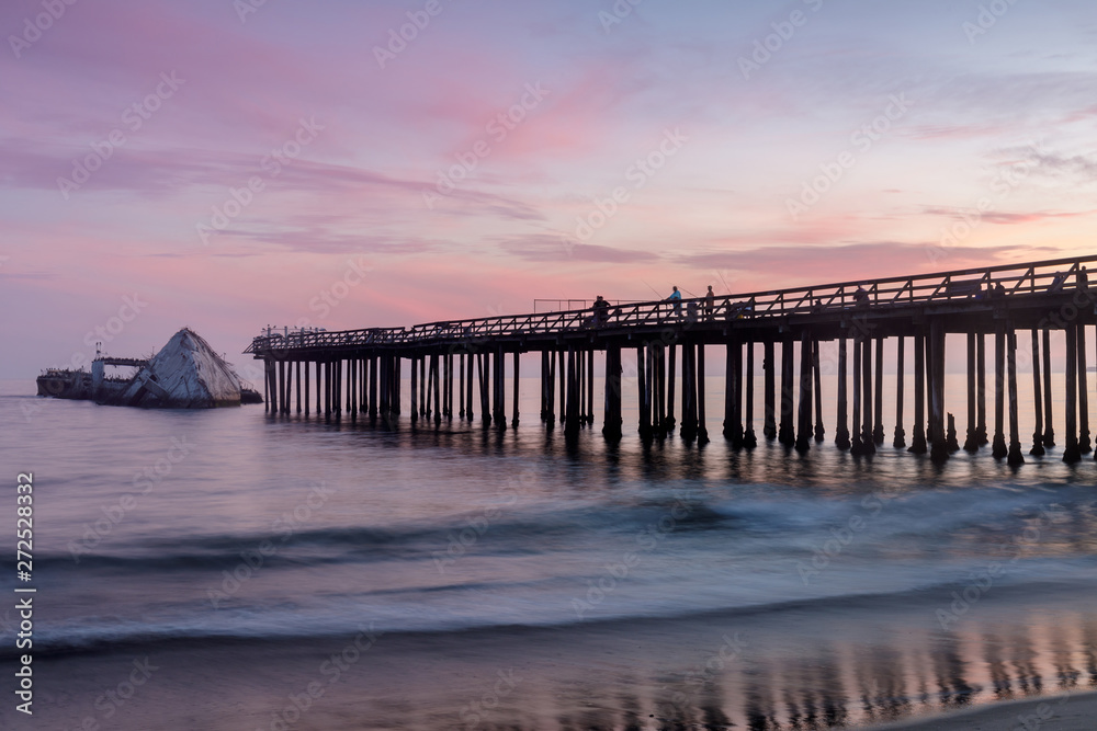 Twilight Sky over Seacliff Pier and SS Palo Alto Shipwreck. Seacliff State Beach, Aptos, Santa Cruz County, California, USA. Twilight Sky over Seacliff Pier and SS Palo Alto Shipwreck. Seacliff State Beach, Aptos, Santa Cruz County, California, USA.