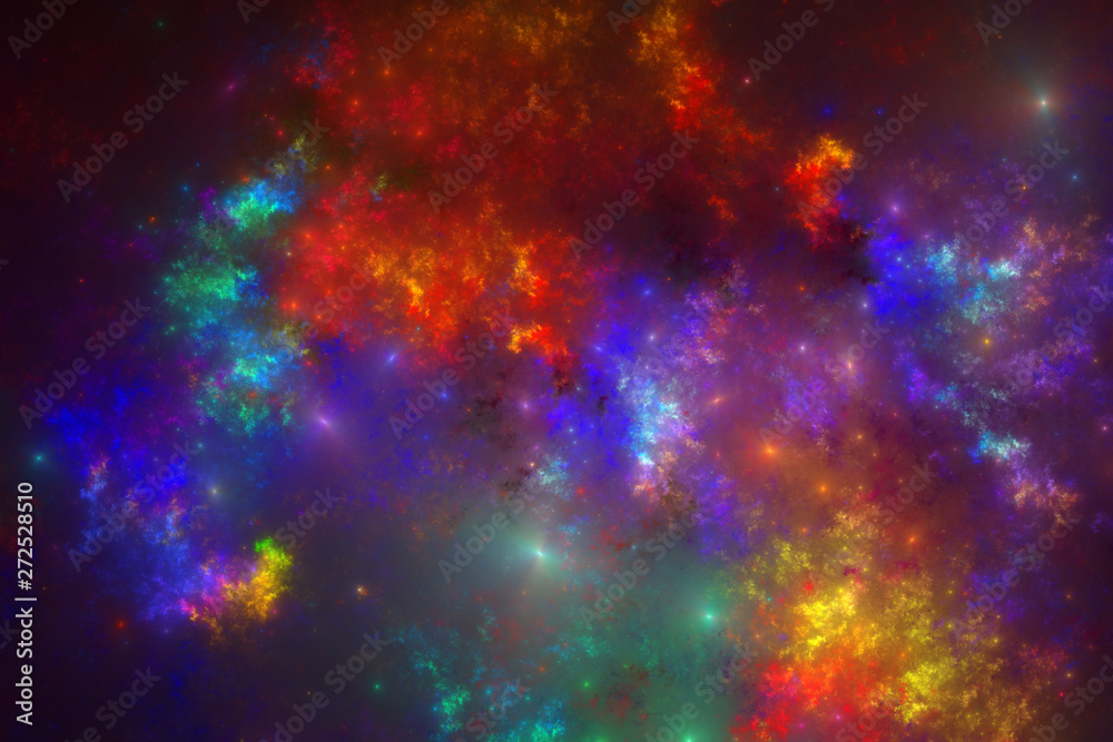 Colorful abstract fractal galaxy, digital artwork for creative graphic design