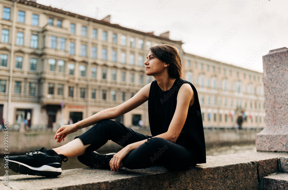 Lesbian Female Sitting Near The Channel In Saint-Petersburg Lesbian Female Sitting Near The Channel In Saint-Petersburg