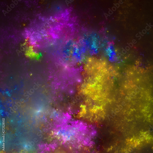 Dark colorful fractal nebula  digital artwork for creative graphic design