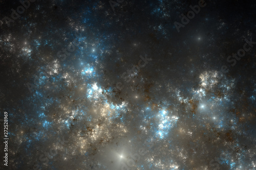Blue and yellow fractal galaxy  digital artwork for creative graphic design