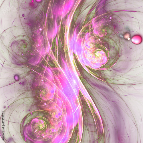 Soft pink fractal swirls, digital artwork for creative graphic design