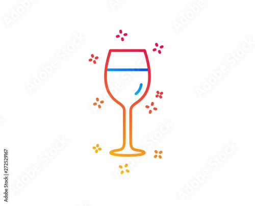 Wine glass line icon. Bordeaux glass sign. Gradient design elements. Linear wine glass icon. Random shapes. Vector