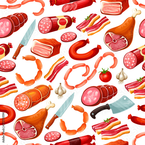 Butchery meat food, butcher sausages pattern