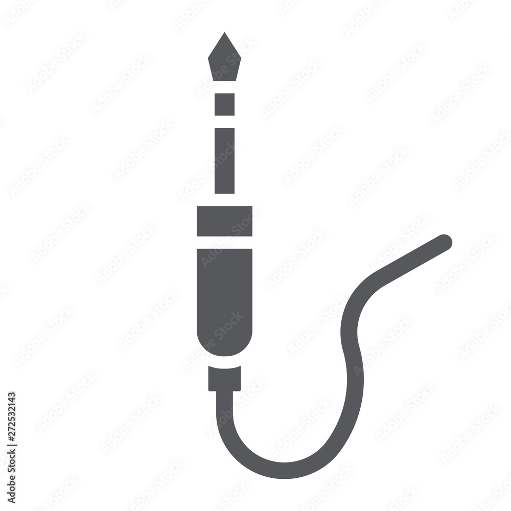 Audio jack glyph icon, wire and equipment, jack cable sign, vector graphics, a solid pattern on a white background. Audio jack glyph icon, wire and equipment, jack cable sign, vector graphics, a solid pattern on a white background.