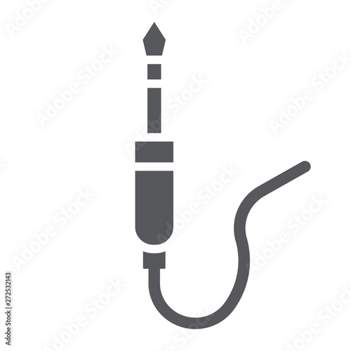 Audio jack glyph icon, wire and equipment, jack cable sign, vector graphics, a solid pattern on a white background.