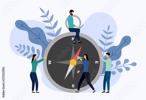 Compass rose with human concepts, travel vector illustration photo