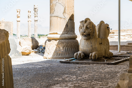 iran persepolis architecture historical site lion statue photo