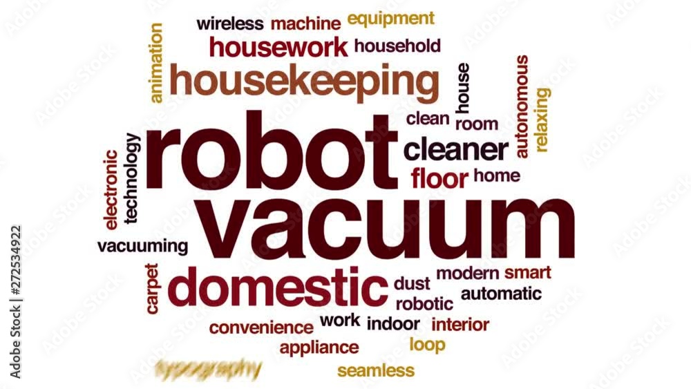Robot vacuum animated word cloud, text design animation. Kinetic typography. Robot vacuum animated word cloud, text design animation. Kinetic typography.