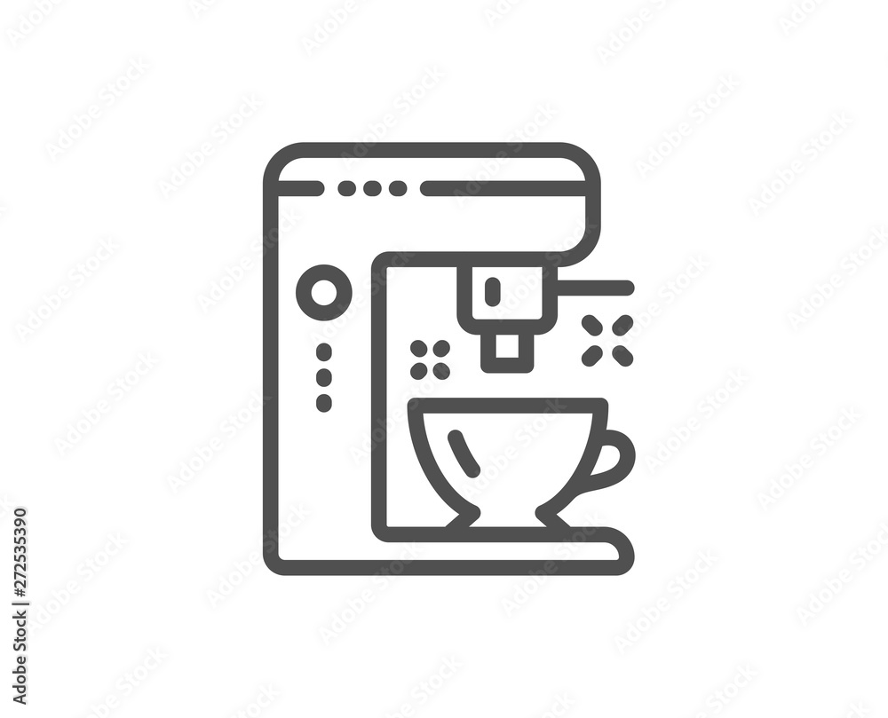Coffee maker line icon. Tea machine sign. Hotel service symbol. Quality design element. Linear style coffee maker icon. Editable stroke. Vector Coffee maker line icon. Tea machine sign. Hotel service symbol. Quality design element. Linear style coffee maker icon. Editable stroke. Vector